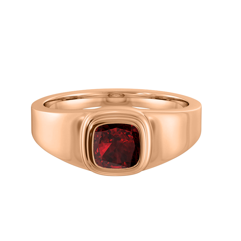 Signet Cushion Ruby 18K Rose Gold Ring