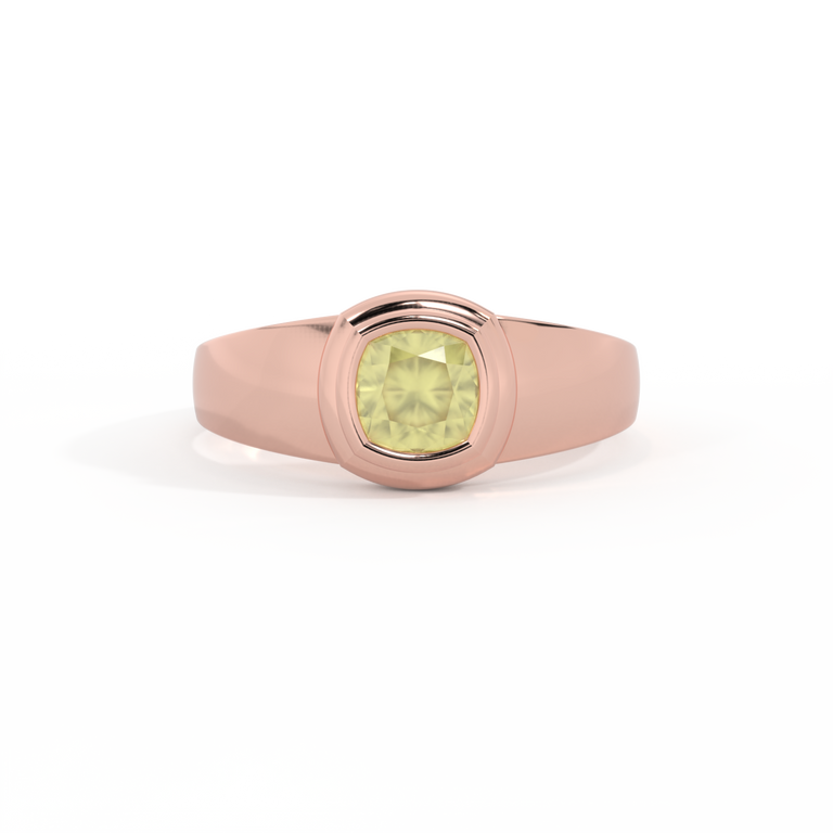 Signet Cushion Yellow Sapphire 18K Rose Gold Ring