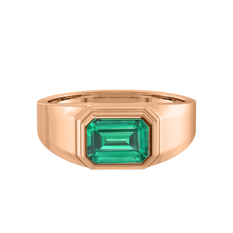 Signet Emerald Emerald 18K Rose Gold Ring