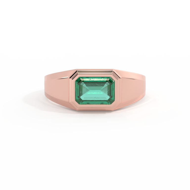 Signet Emerald Emerald 18K Rose Gold Ring