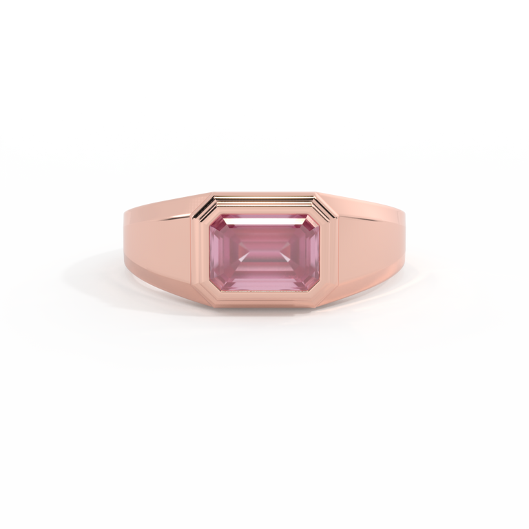 Signet Emerald Pink Sapphire 18K Rose Gold Ring