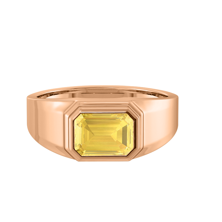 Signet Emerald Yellow Sapphire 18K Rose Gold Ring