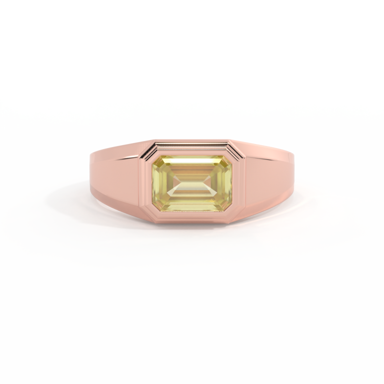 Signet Emerald Yellow Sapphire 18K Rose Gold Ring