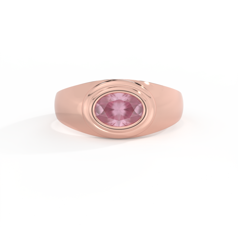 Signet Oval Pink Sapphire 18K Rose Gold Ring