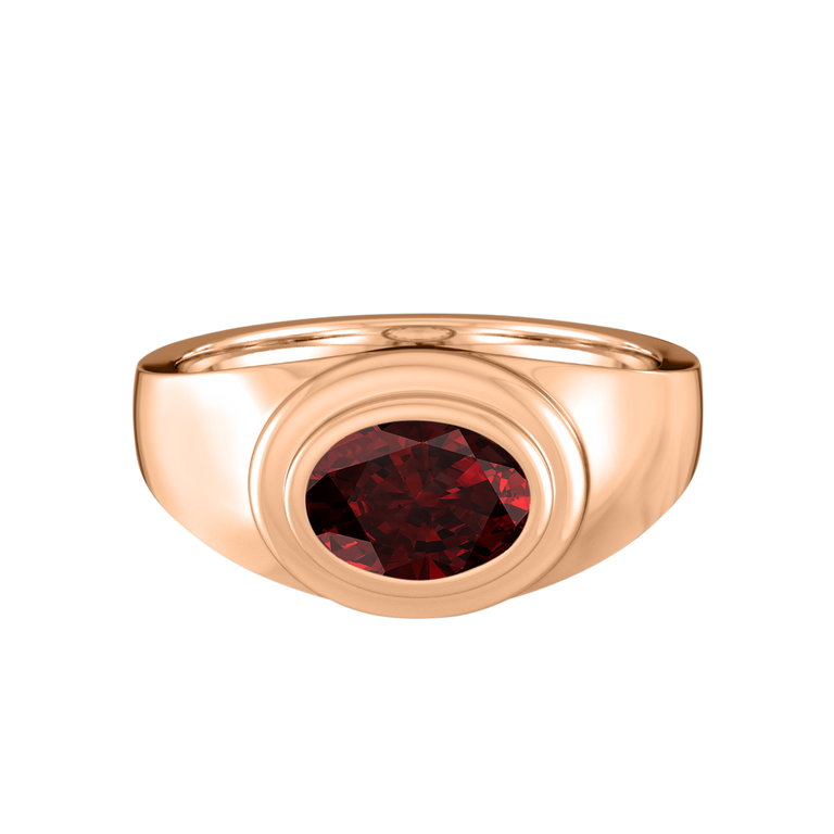 Signet Oval Ruby 18K Rose Gold Ring