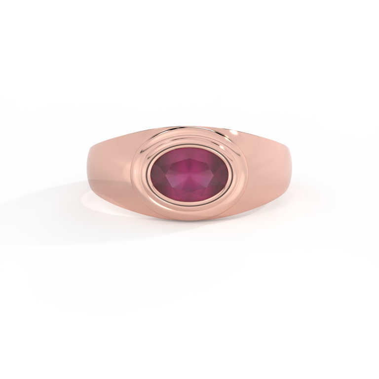 Signet Oval Ruby 18K Rose Gold Ring