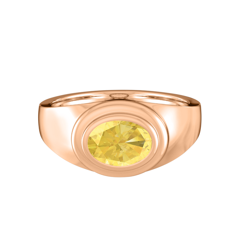 Signet Oval Yellow Sapphire 18K Rose Gold Ring