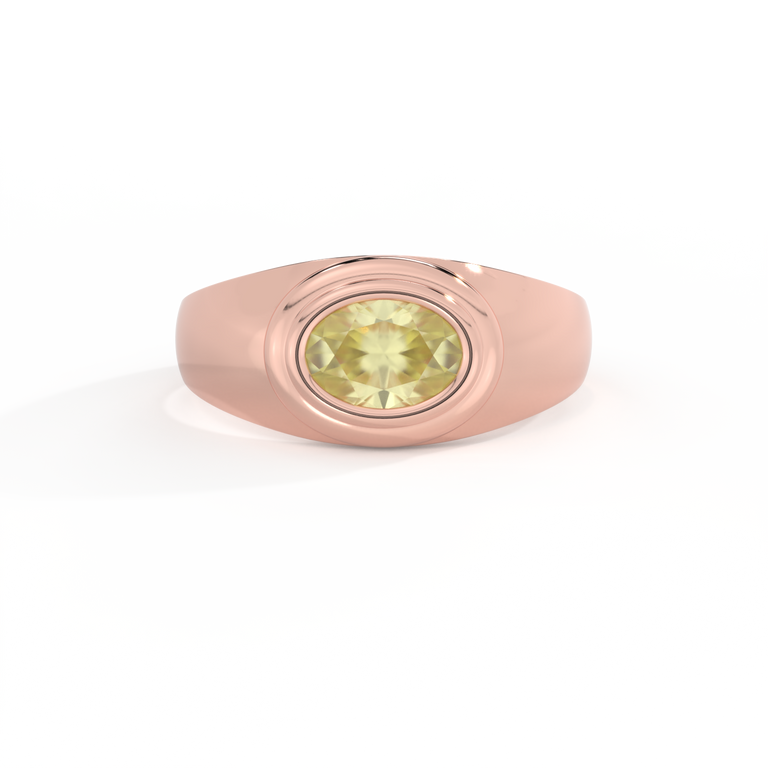 Signet Oval Yellow Sapphire 18K Rose Gold Ring
