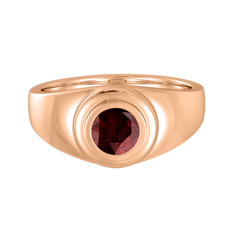 Signet Round Ruby 18K Rose Gold Ring