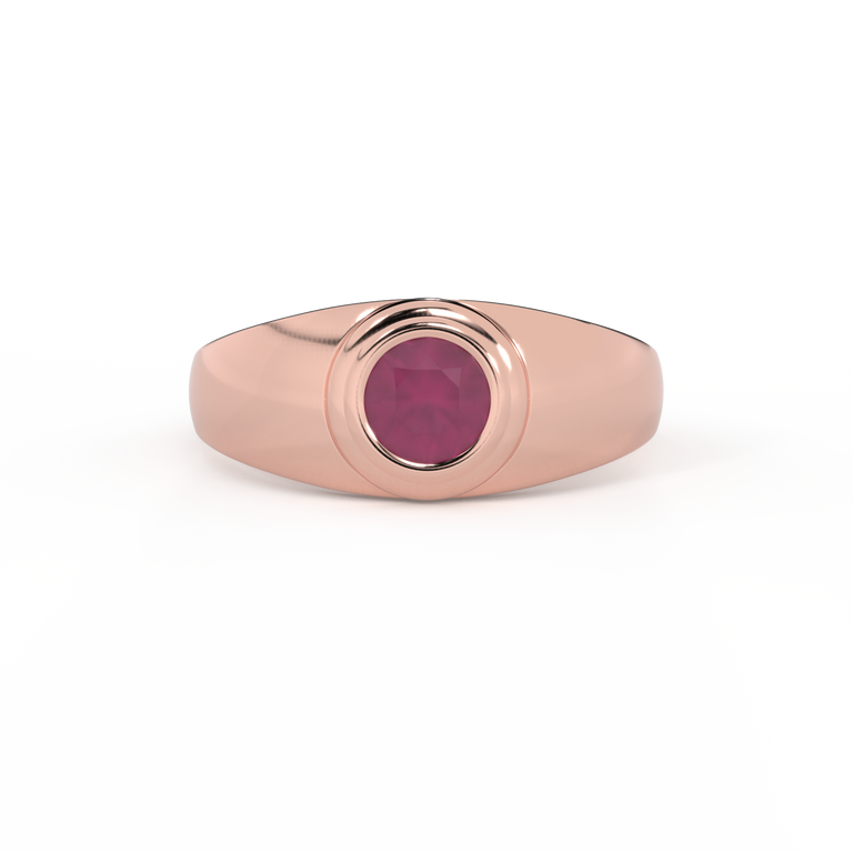 Signet Round Ruby 18K Rose Gold Ring