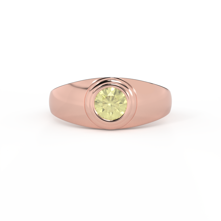Signet Round Yellow Sapphire 18K Rose Gold Ring