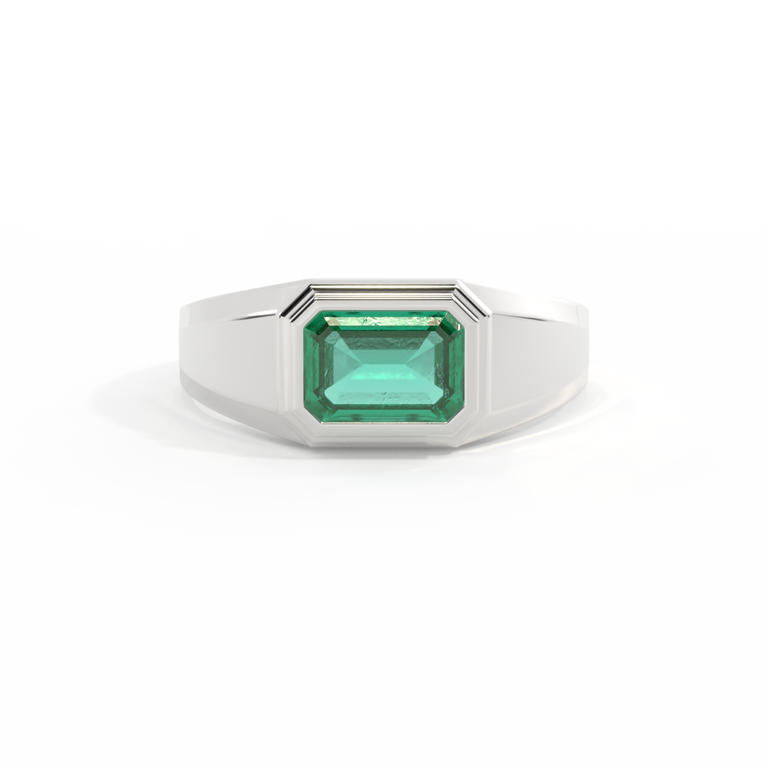 Treasure Box Signet Emerald Emerald 18K White Gold