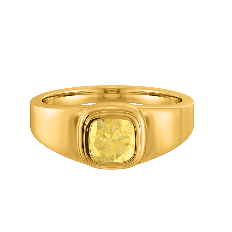 Signet Cushion Yellow Sapphire 18K Yellow Gold Ring