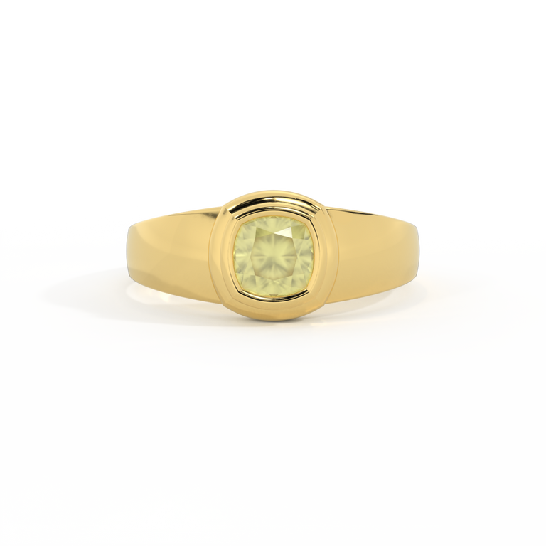 Signet Cushion Yellow Sapphire 18K Yellow Gold Ring