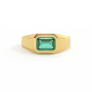 Signet Emerald Emerald 18K Yellow Gold Ring