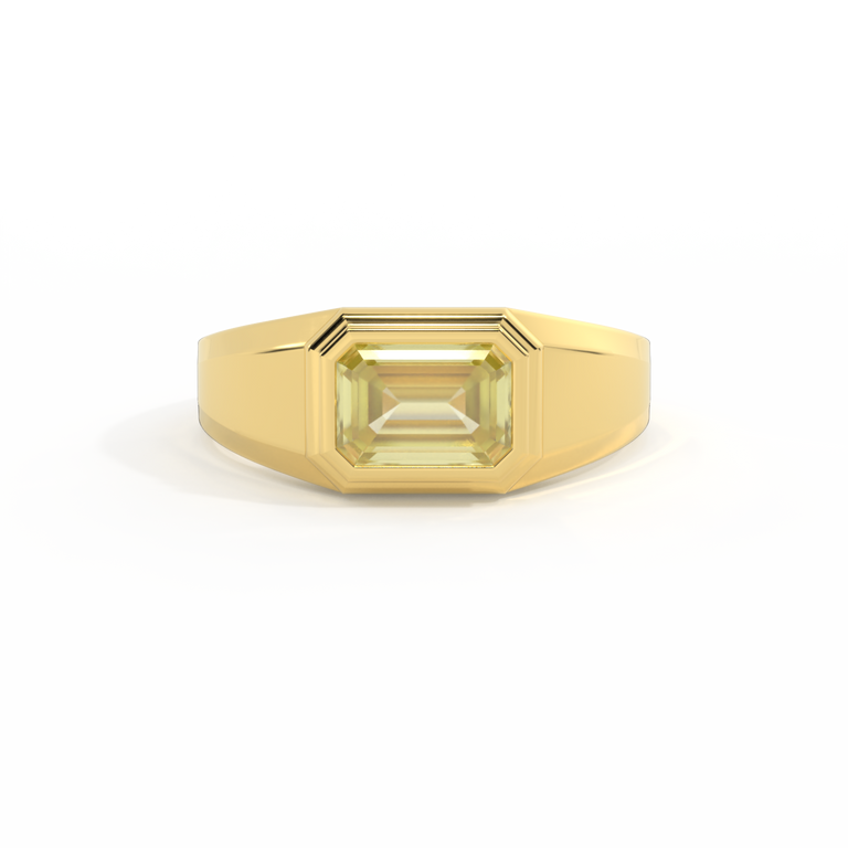 Signet Emerald Yellow Sapphire 18K Yellow Gold Ring