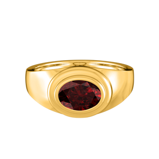 Signet Oval Garnet 18K Yellow Gold Ring