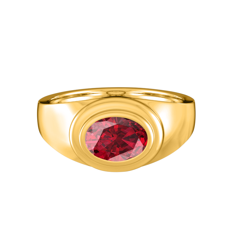 Signet Oval Ruby 18K Yellow Gold Ring