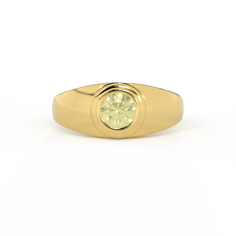 Signet Round Yellow Sapphire 18K Yellow Gold Ring