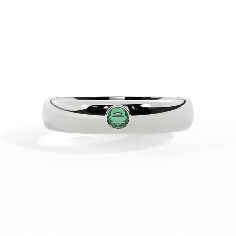 The Single Stone, Emerald, 18K White Gold
