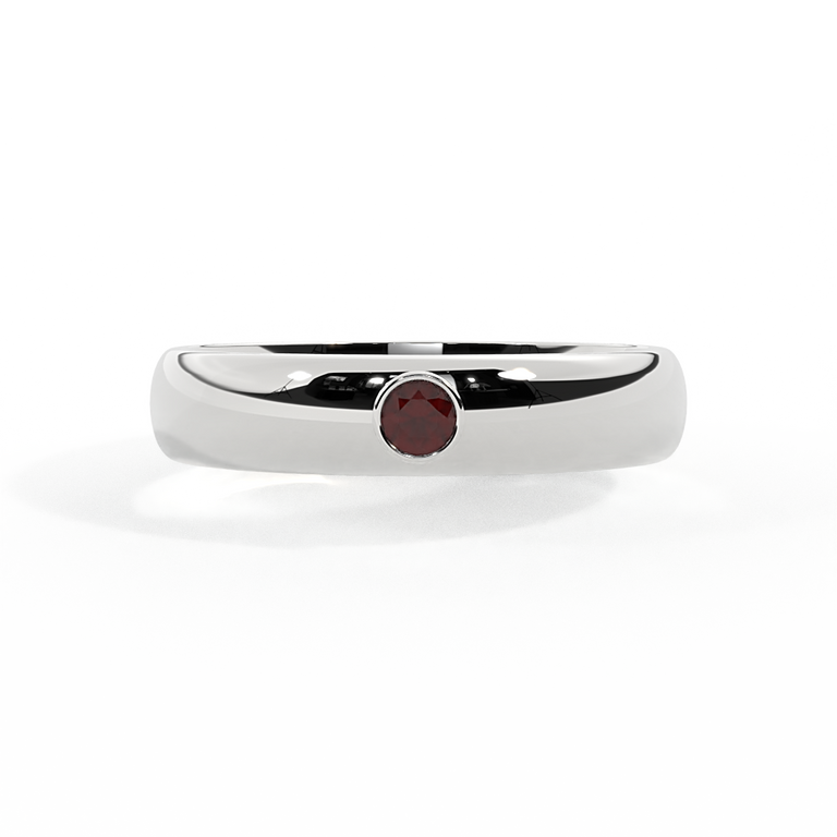 The Single Stone, Garnet, 18K White Gold