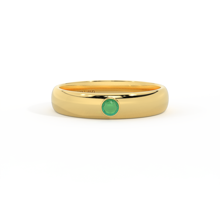 Treasure Box Emerald Single Stone 18K Yellow Gold Band