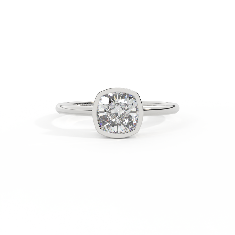 Naturally Mined Diamond Bezel Platinum Ring (GIA 6385597379)