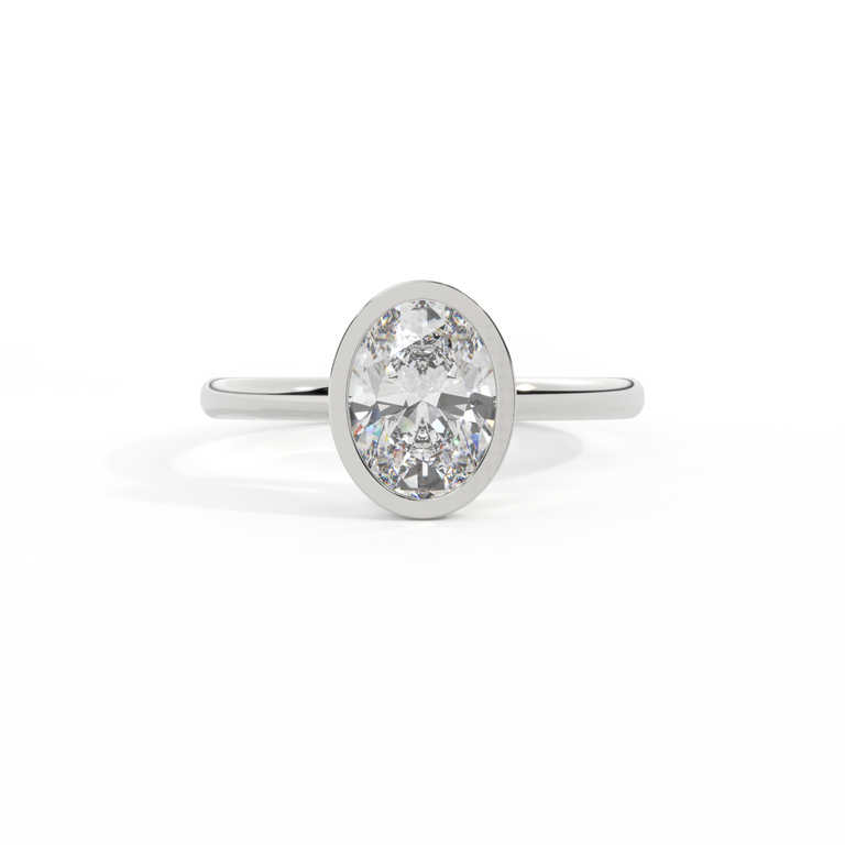 Naturally Mined Diamond Bezel Platinum Ring (GIA 7498886677)