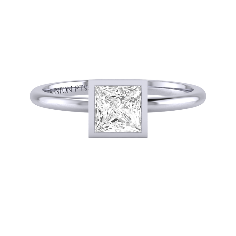Lab Grown Diamond Bezel Princess Cut Platinum Ring