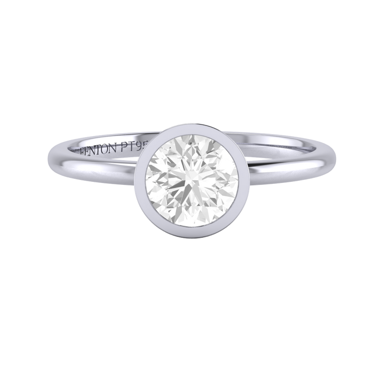 Naturally Mined Diamond Bezel Platinum Ring (GIA 6455414265)