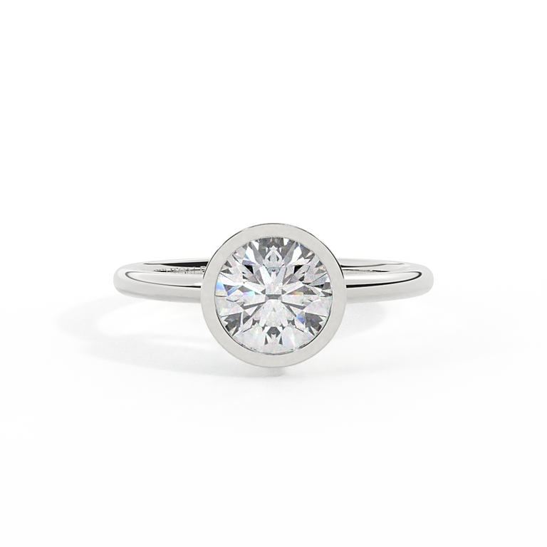 Lab Grown Diamond Bezel Round Cut Platinum Ring