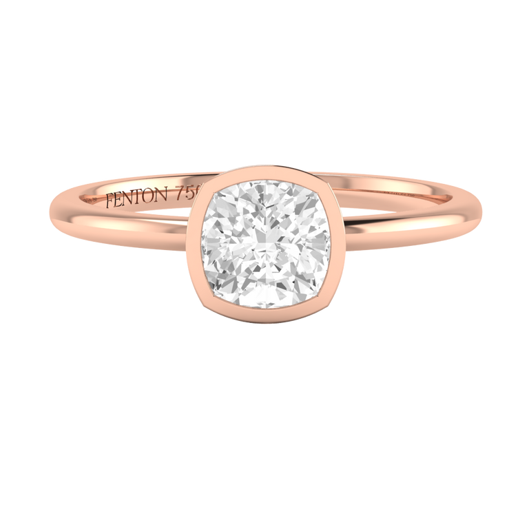 Lab Grown Diamond Bezel 18K Rose Gold Ring (IGI LG719538041)