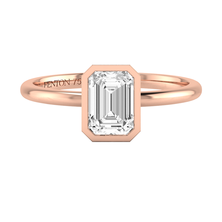 Naturally Mined Diamond Bezel 18K Rose Gold Ring (GIA 2484988177)