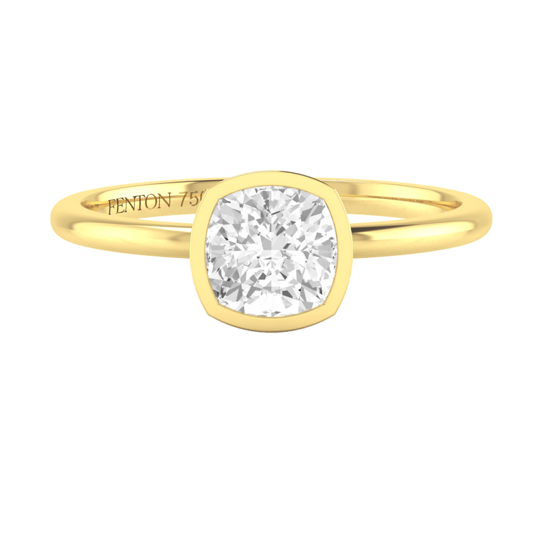 Naturally Mined Diamond Bezel 18K Yellow Gold Ring (GIA 7483048347)