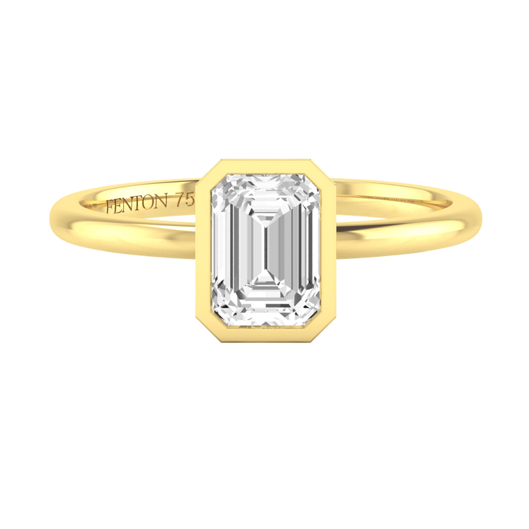 Naturally Mined Diamond Bezel 18K Yellow Gold Ring (GIA 2517002346)