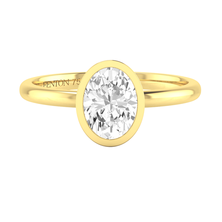 Naturally Mined Diamond Bezel 18K Yellow Gold Ring (GIA 1525510269)