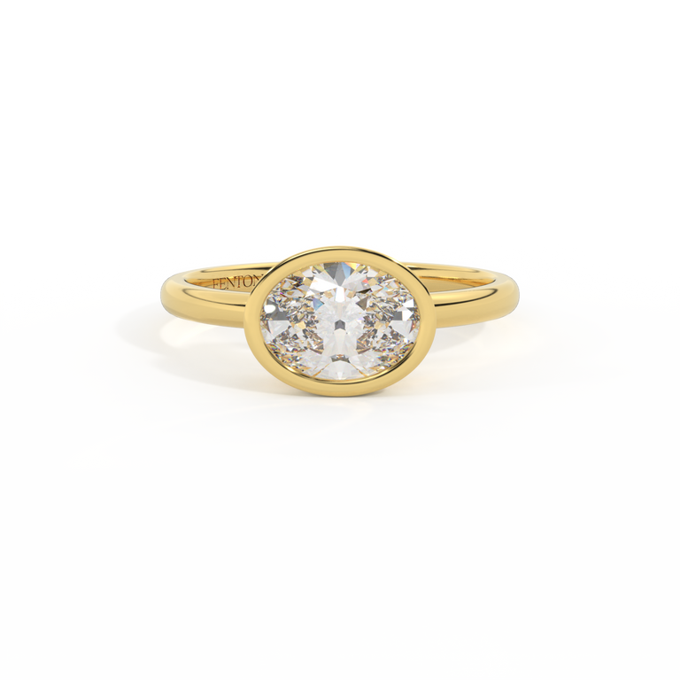 Treasure Box Lab Grown East West Bezel Oval Cut 18k Yellow Gold 3ct