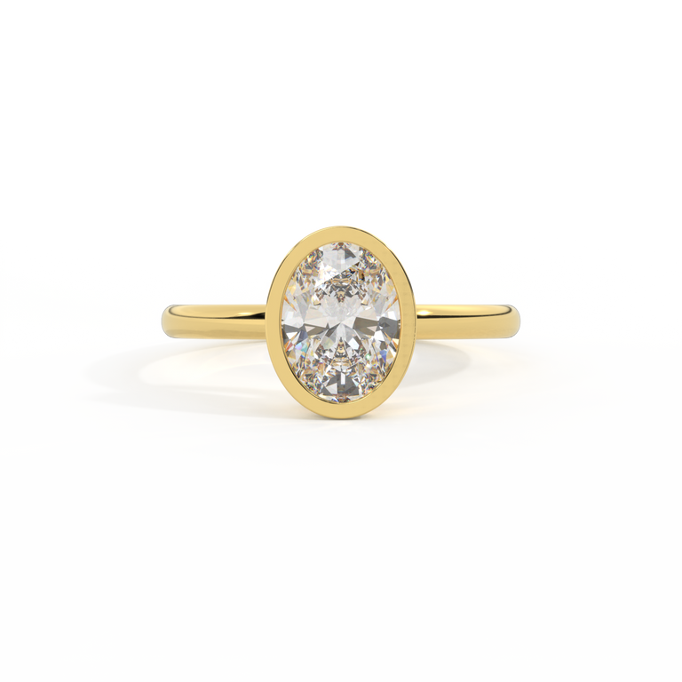 Naturally Mined Diamond Bezel 18K Yellow Gold Ring (GIA 2557679733)