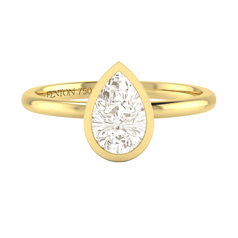 Naturally Mined Diamond Bezel 18K Yellow Gold Ring (GIA 1433881941)