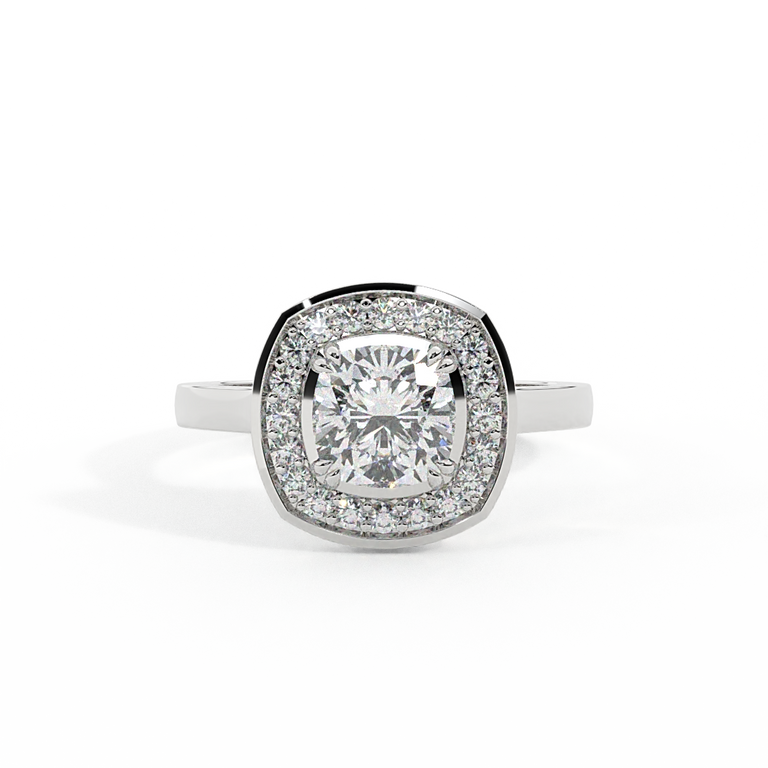 Lab Grown Diamond Deco Cushion Cut Diamond Platinum Ring