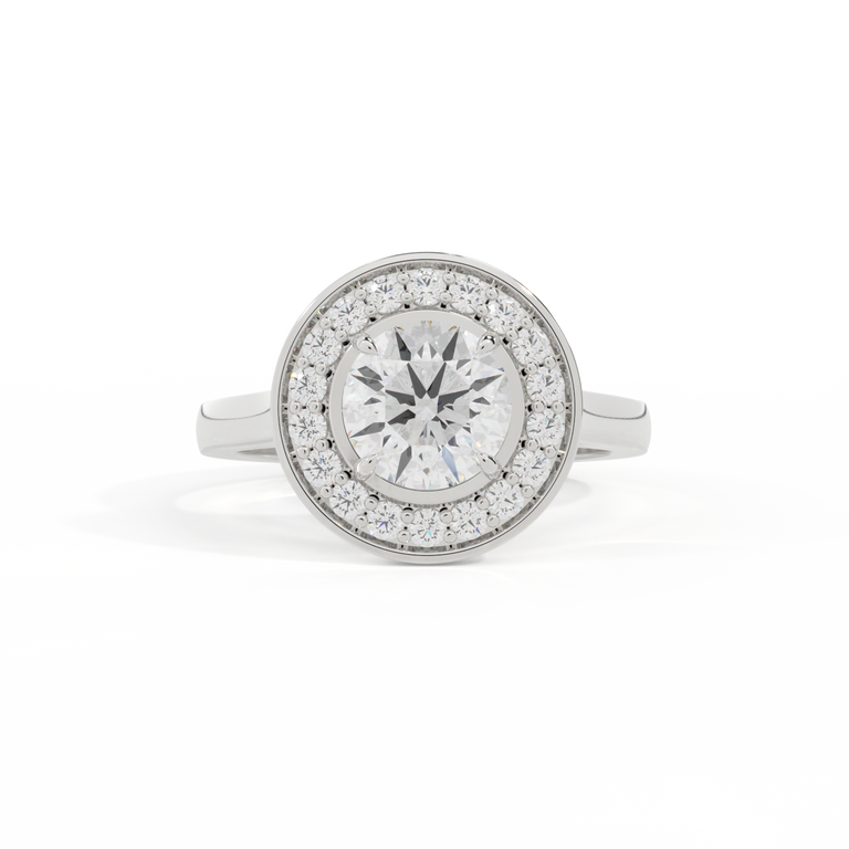 Naturally Mined Diamond Deco Round Cut Diamond Platinum Ring