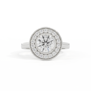 Lab Grown Solar Diamond Deco Round Cut Diamond Platinum Ring