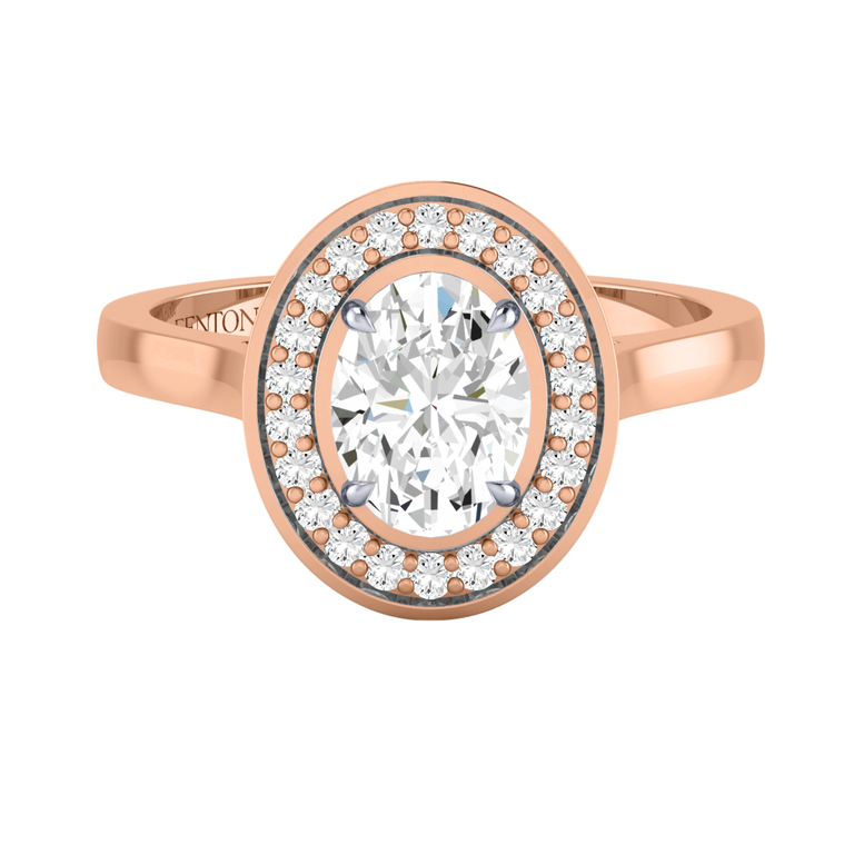 Solar Diamond Deco Oval Cut Diamond 18k Rose Gold Ring