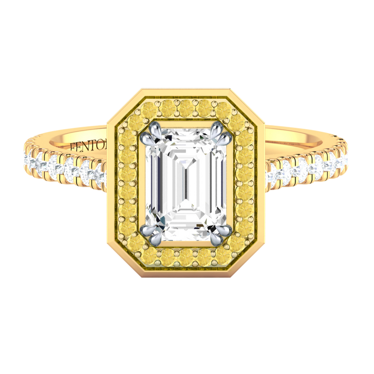 Naturally Mined Diamond Deco 18K Yellow Gold Ring (Diamond Pavé) (GIA 2386633318)