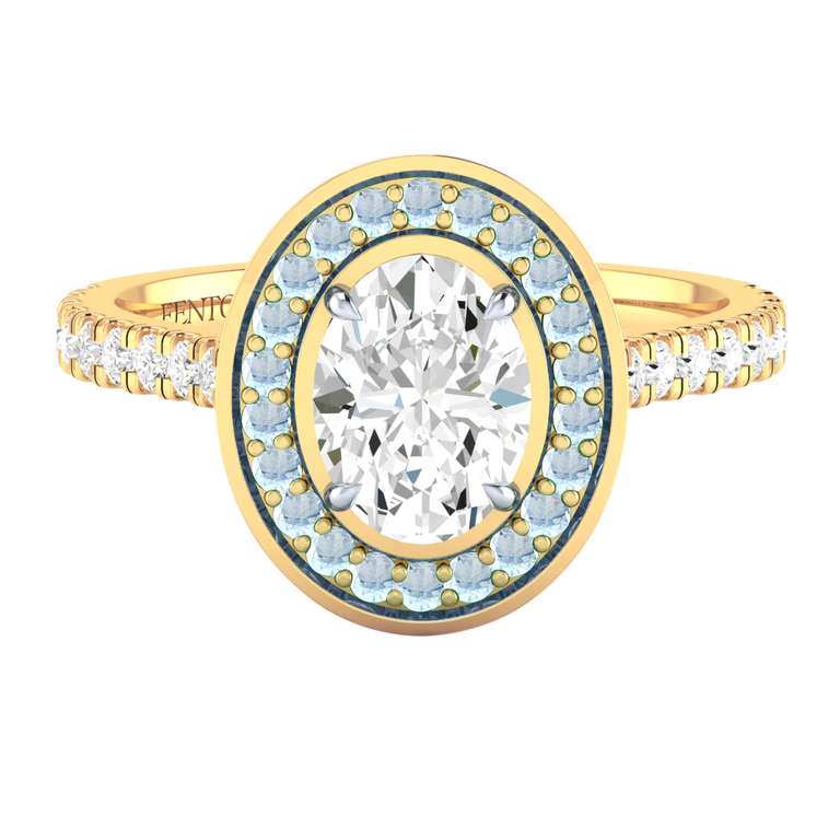 Naturally Mined Diamond Deco 18K Yellow Gold Ring (Diamond Pavé) (GIA 7506883220)