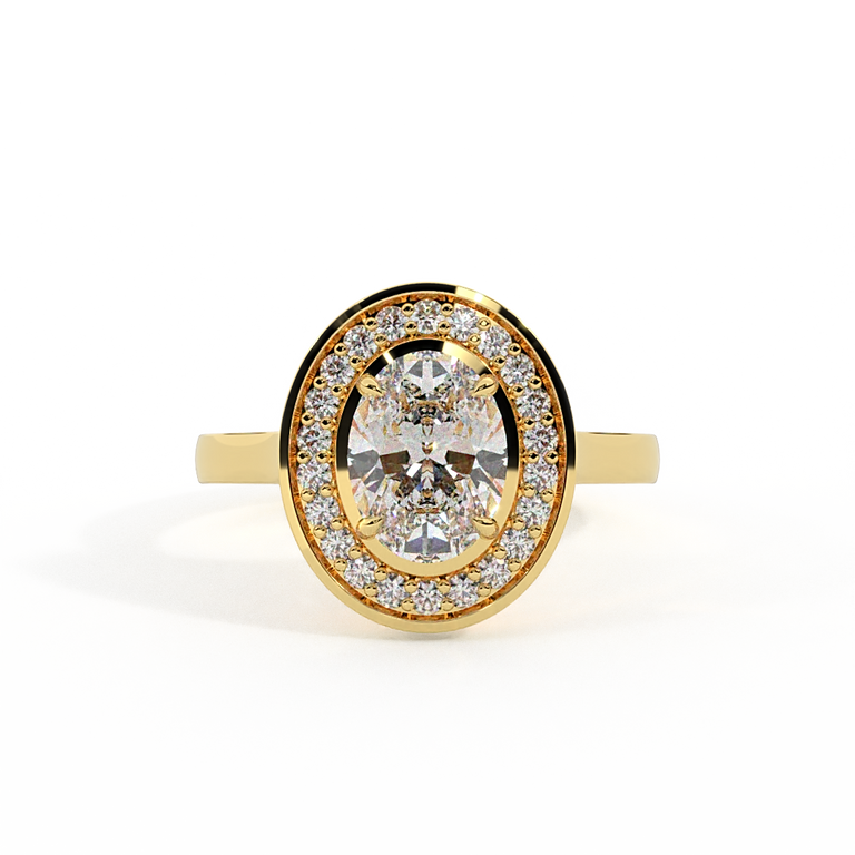 Lab Grown Diamond Deco Oval Cut Diamond 18k Yellow Gold Ring