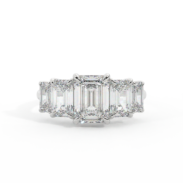 Lab Grown Diamond Divinity Emerald Cut Platinum Ring