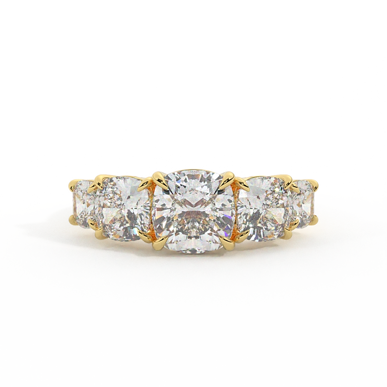 Lab Grown Diamond Divinity Cushion Cut 18k Yellow Gold Ring