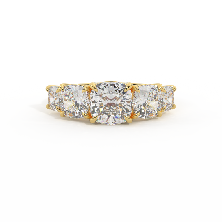 Lab Grown Diamond Divinity Cushion Cut 18k Yellow Gold Ring