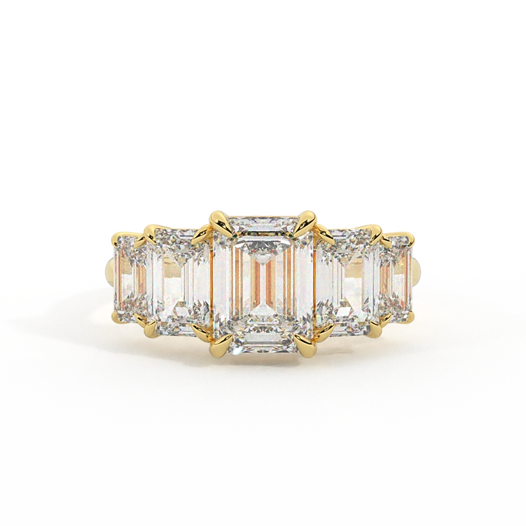 Lab Grown Diamond Divinity Emerald Cut 18k Yellow Gold Ring